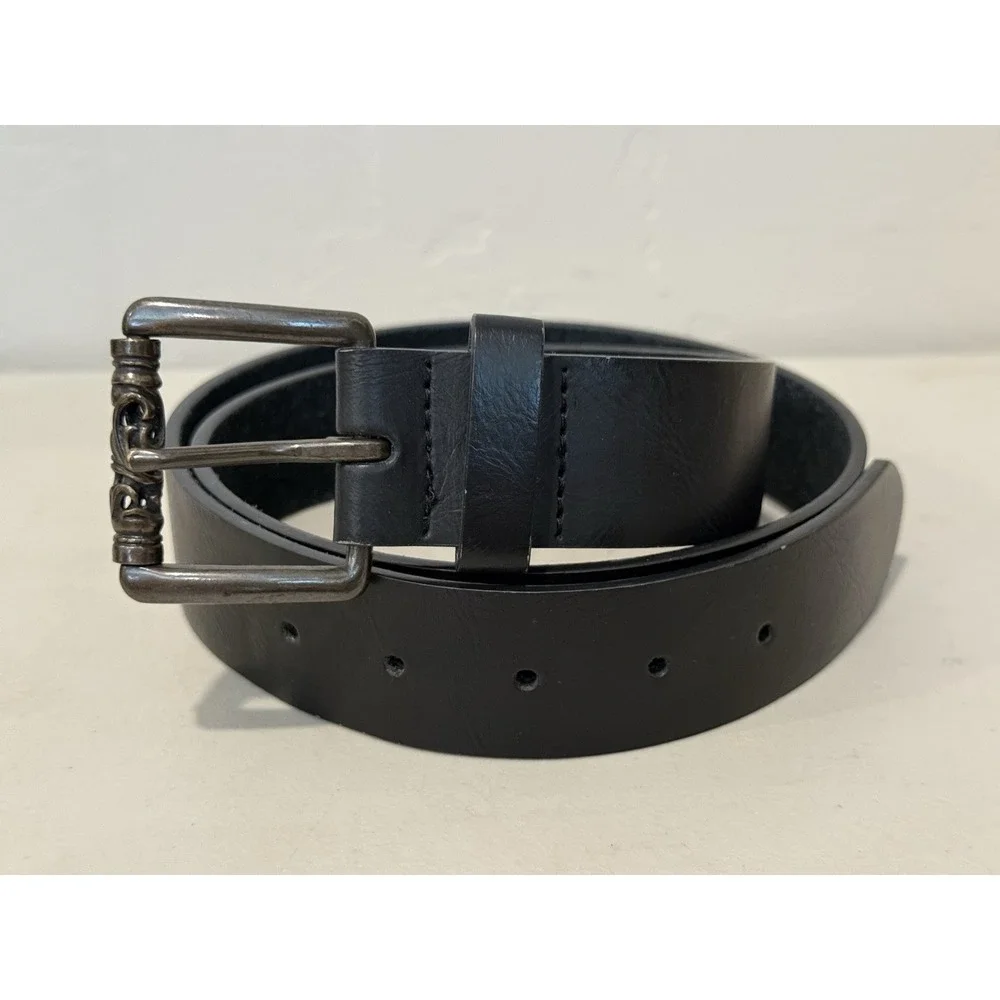 Mens Black‎ Belt Ornate Buckle Size L 40'Long Casual Western Fashion Style 33547